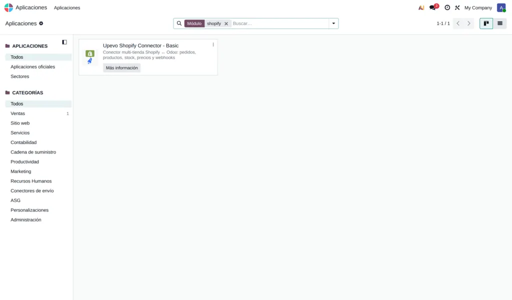 conector Shopify Odoo módulo apps