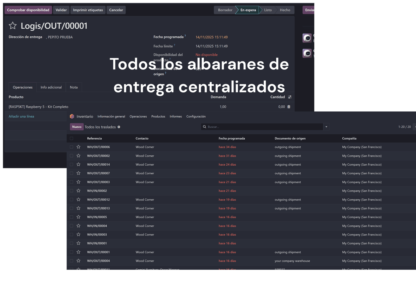 albaranes de entrega odoo
