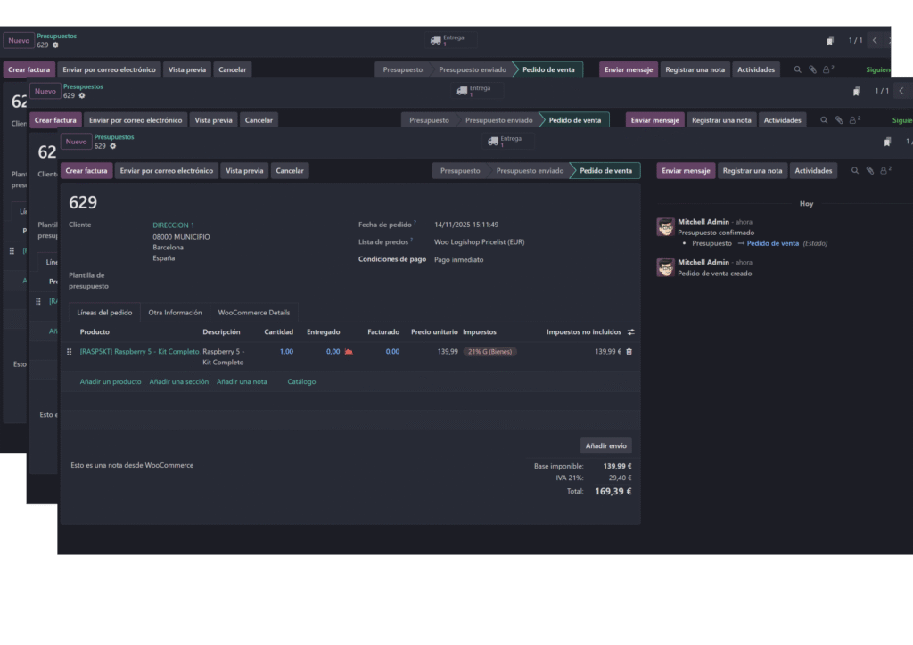 pedidos de woocommerce en odoo
