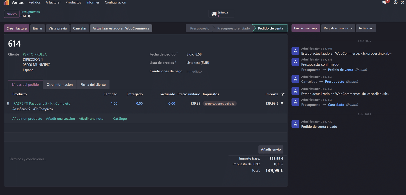 sincroniza estados de pedido con el hosting Odoo WooCommerce