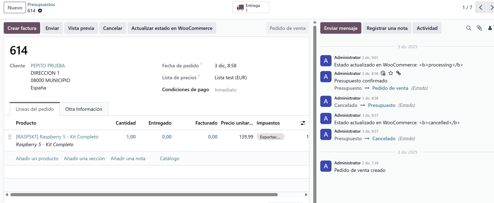 sincronización de pedidos WooCommerce Odoo